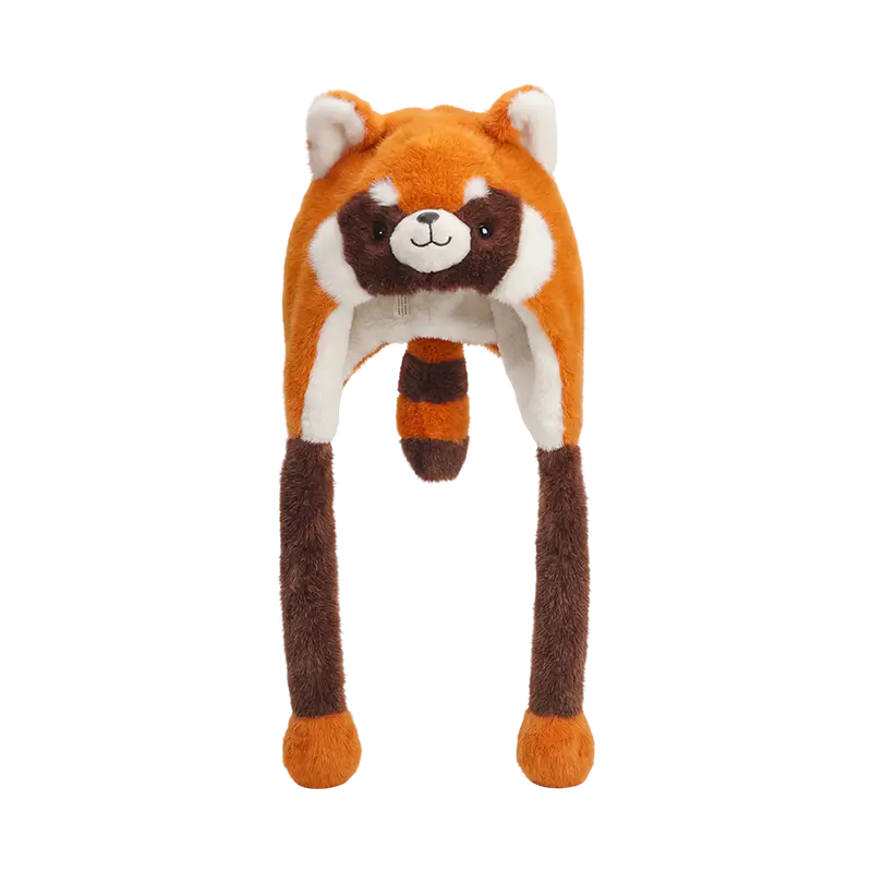 Barna vöröses panda plüss sapka
