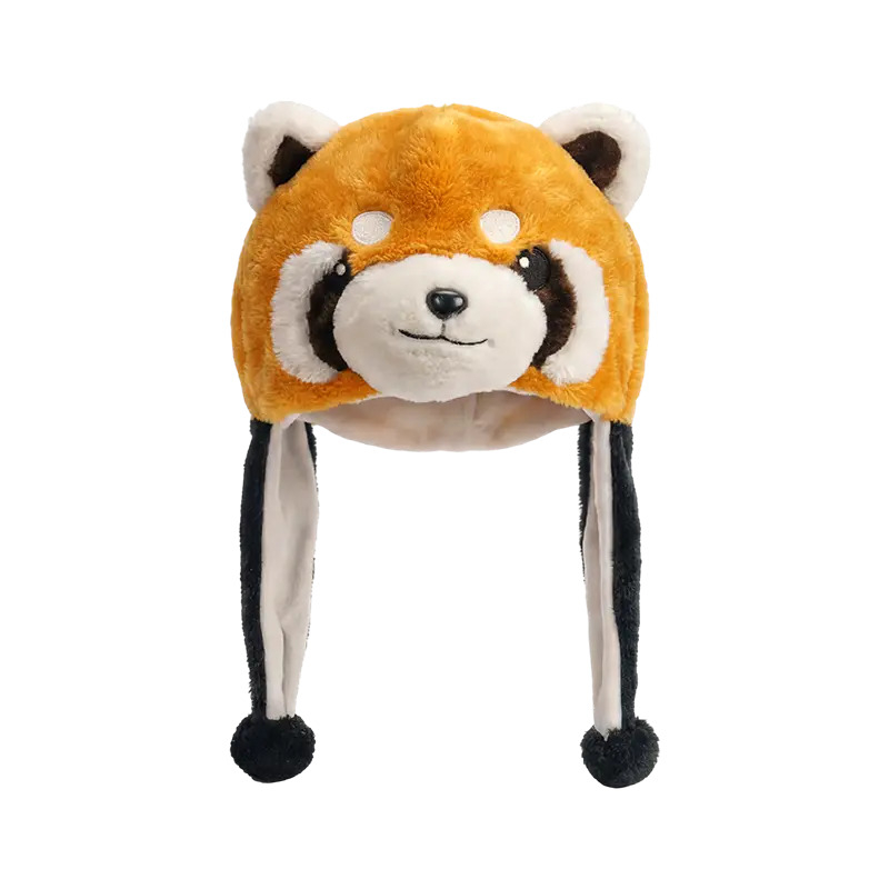 Barna testű vörös panda plüss sapka