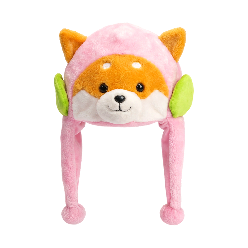 Rózsaszín szép shiba inu plüss sapka